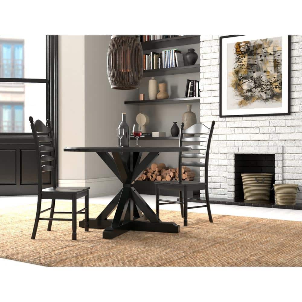 Winslet Round Black Wood X Base Dining Table