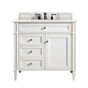 Brittany 36 in. W x 23.5 in. D x 34 in. H Bathroom Vanity in Bright White with Eternal Marfil Quartz Top