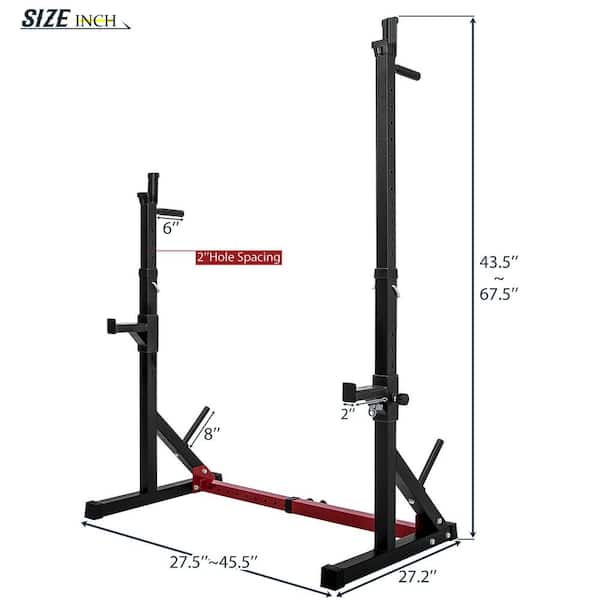 Adjustable Squat Barbell Rack Power Stand Weight Bench Support Home Gym Fitness 
