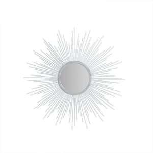 29.5 in. W x 29.5 in. H Silver Metal Frame Sunburst Wall Decor Mirror