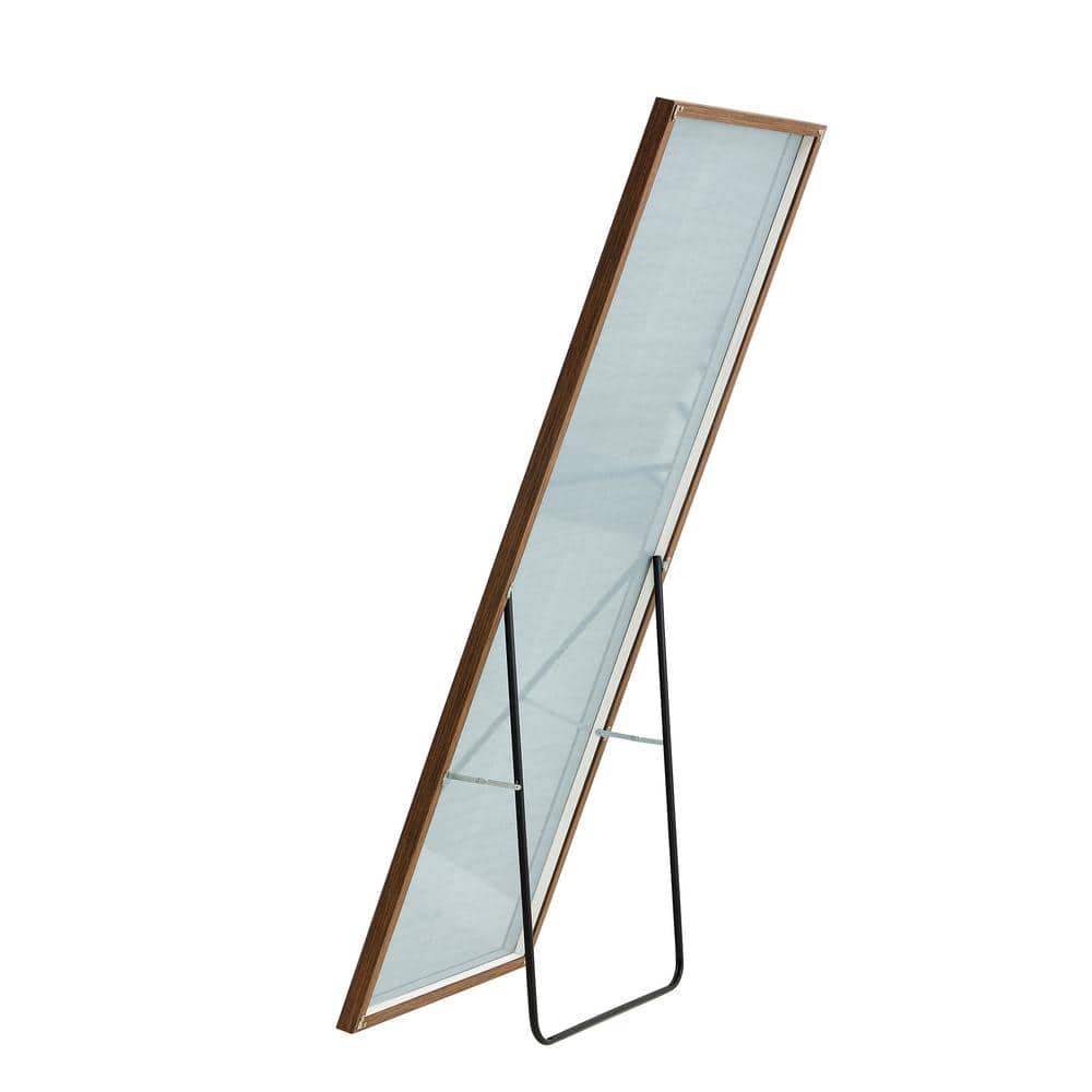 15 in. W x 58 in. H Rectangular Framed Wall Bathroom Vanity Mirror in Brown