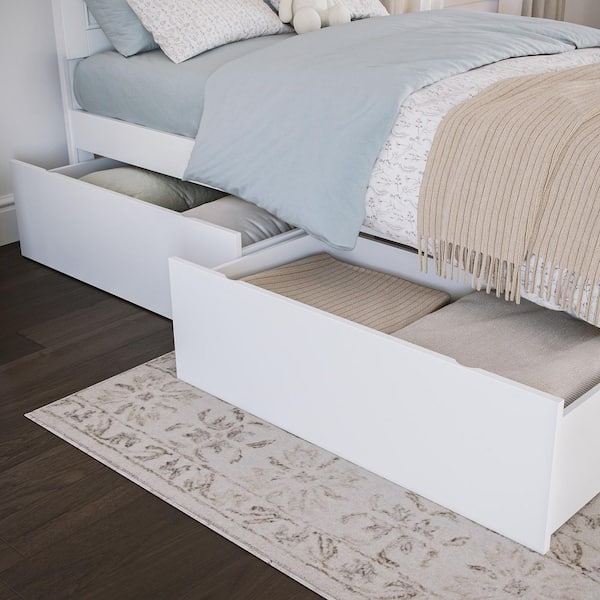 Urban Twin-Full White Bed Drawers