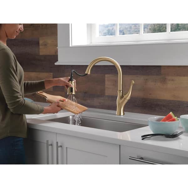 Ophelia Gold Single Handle Pull Down Sprayer Kitchen Faucet in Champagne Bronze