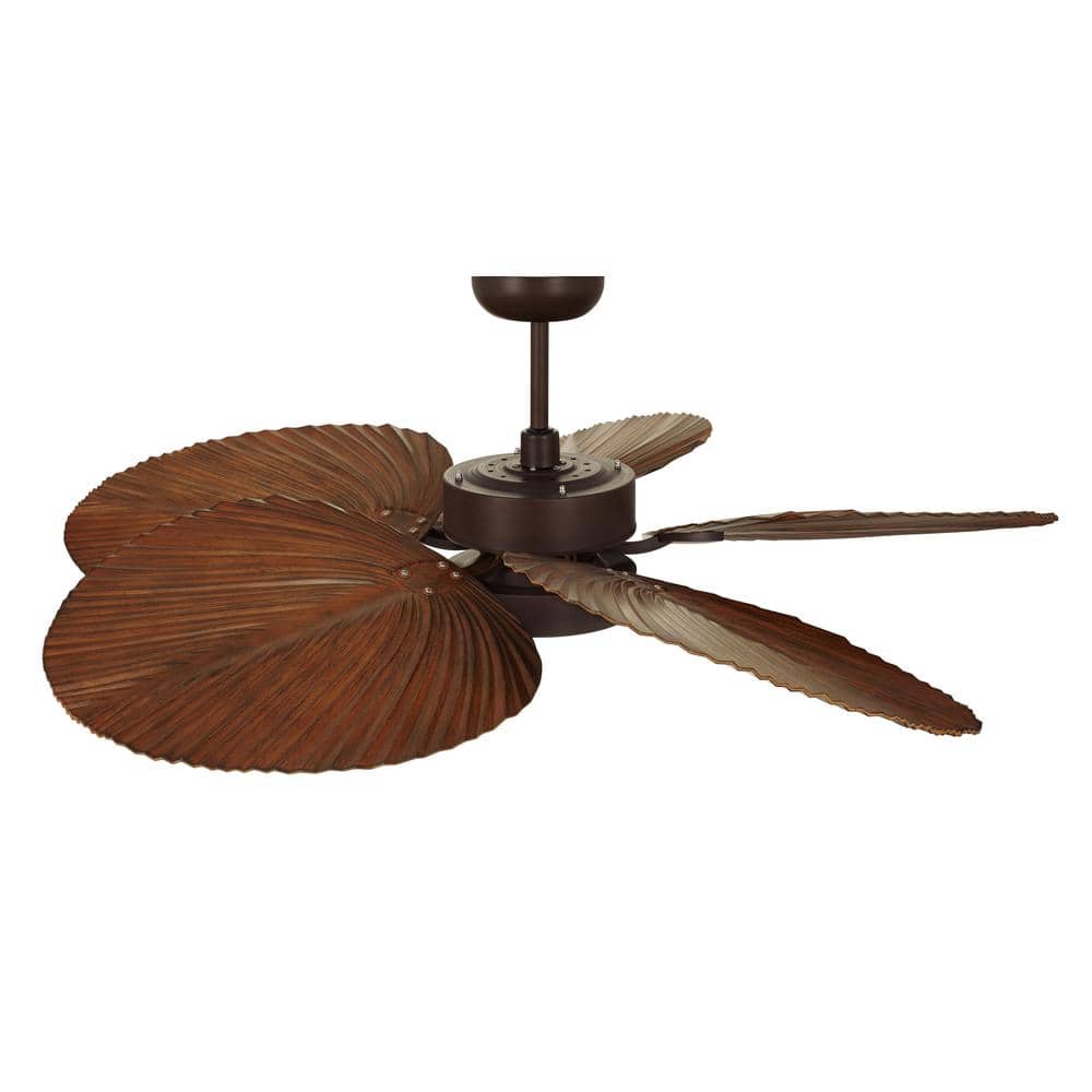Lucci Air Bali 52-Inch Oil Rubbed Bronze Ceiling Fan with Palm Leaf Blades and Light