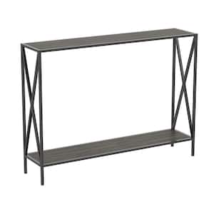 39.5 in. Dark Grey Rectangle Wood Console Table with Shelves