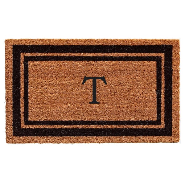 Calloway Mills Black Border Door Mat 24 in. x 36 in. Monogram T Door Mat