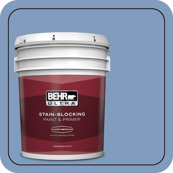 BEHR ULTRA 5 gal. #M530-4 Washed Denim Extra Durable Flat Interior Paint & Primer