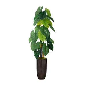62.25 in. Artificial Real Touch Taro Plant in Resin Planter
