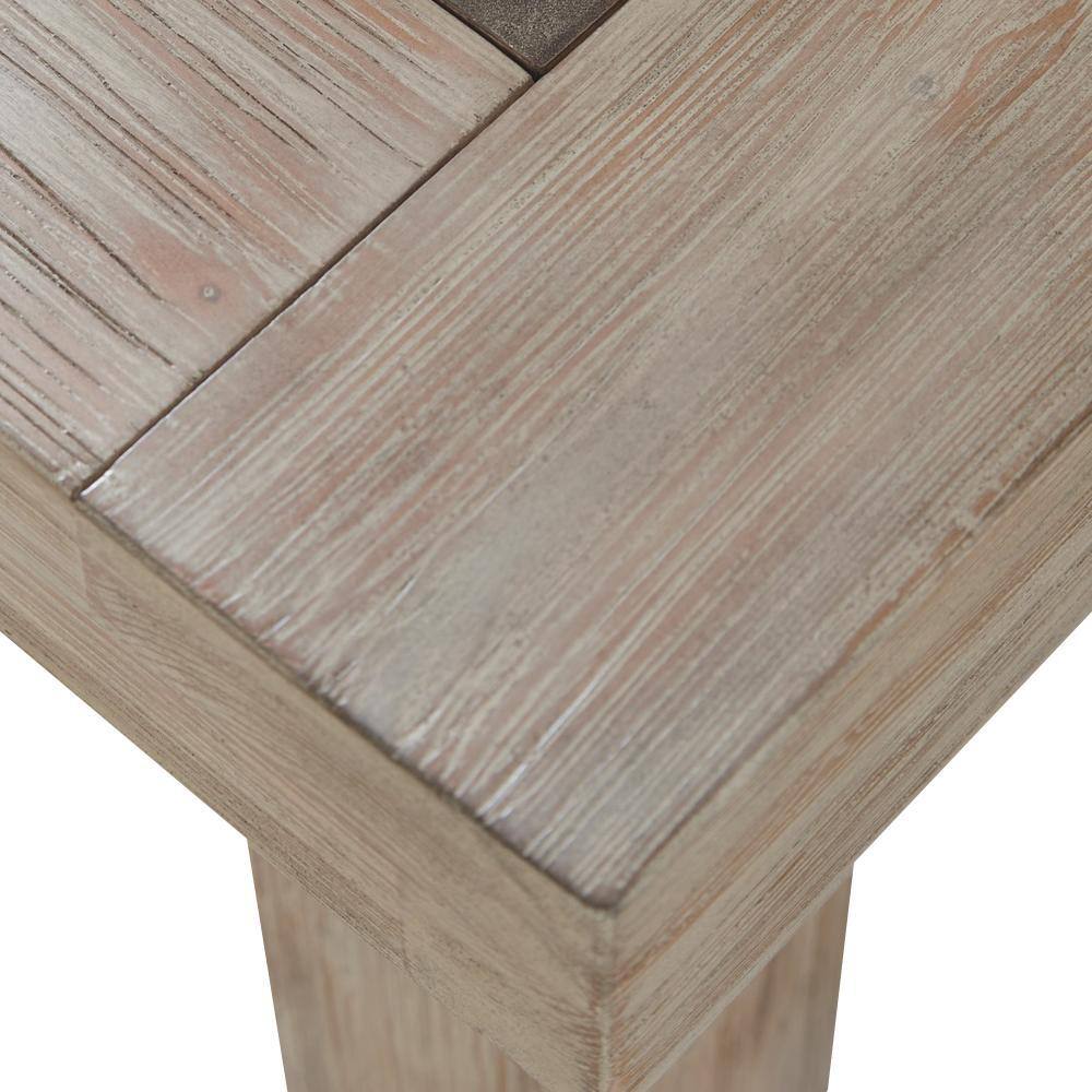 Contemporary Brown Pine Wood End Table with Grain Details