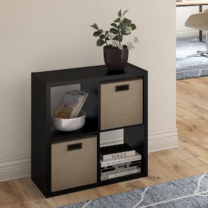 30 in. H x 29.84 in. W x 13.50 in. D Black Wood Large 4-Cube Organizer