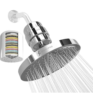8 in. Round 23-Stage Shower Filter Head with Water Filter Cartridge Reduces Chlorine High Pressure in Chrome