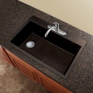 Radius Drop-in Granite 33 in. 3-Hole Single Bowl Kitchen Sink in Espresso