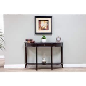48 in. Mahogany Standard Half Moon Wood Console Table with Drawers