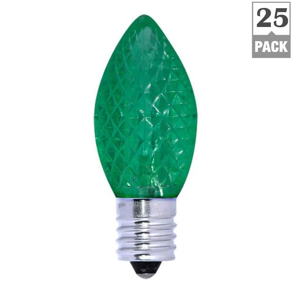 Bulbrite 5-Watt Equivalent C7 Non-Dimmable LED Candelebra Screw Light Bulb, Green Light (25-Pack)