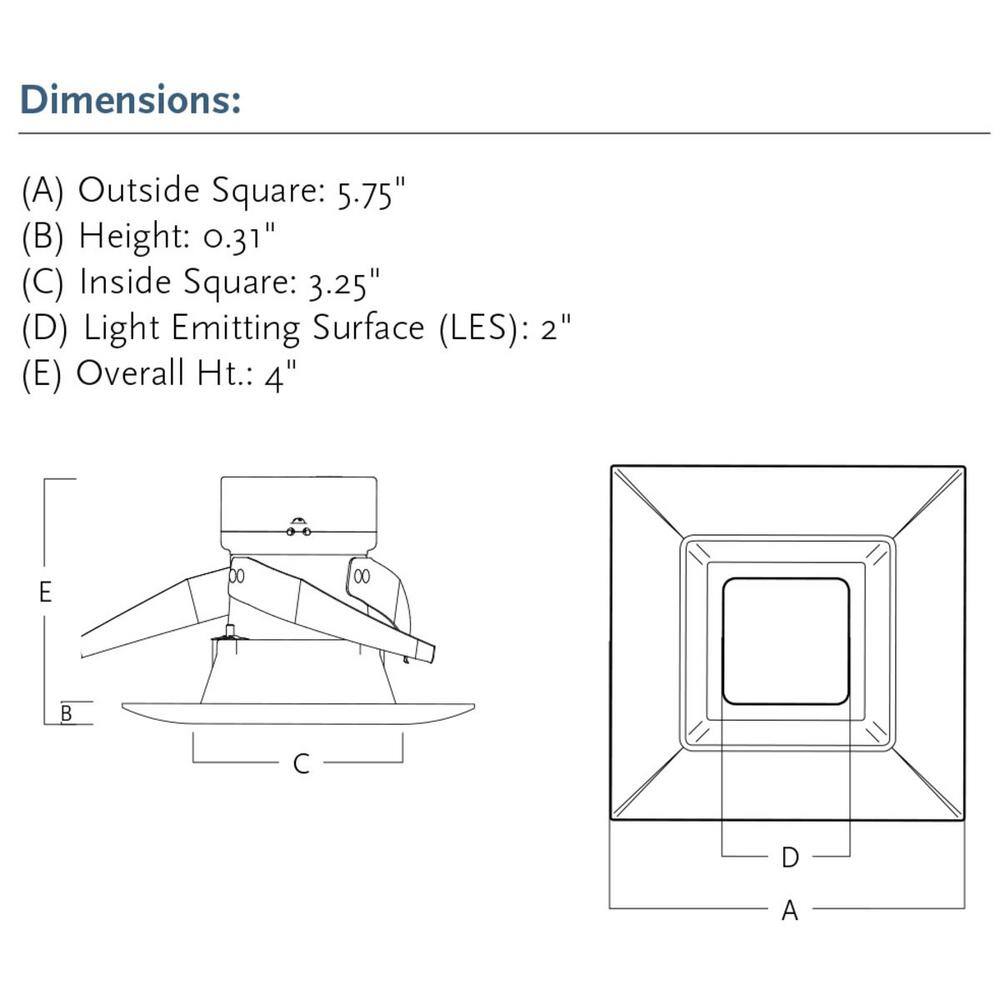 Antique Bronze 5" LED Square Recessed Trim