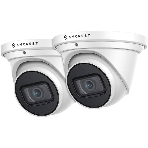AMCREST 4K (8MP) Outdoor Turret PoE IP Camera, 2.8 mm Angle Lens Weatherproof, 105° Viewing Angle (2-Pack)