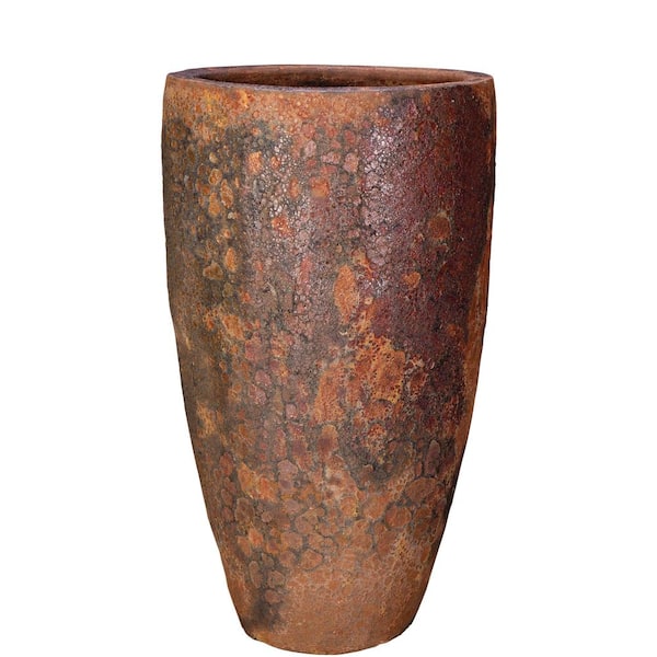 Unbranded 16 in x 27.5 in. Ceramic Calypso Vase Volcanic Rust Decorative Planter