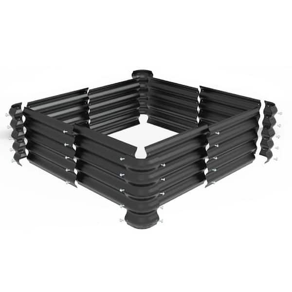 Outside Raised Garden Metal Bed Kit 36 in. L x36 in. W x12 in. H Planters Box for Herbs Flowers Fruits Black PP Material