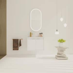 24 in. W x 18.2 in. D x 18.5 in. H Wall Mounted Bath Vanity in White with White Top Sink and Soft Close Doors