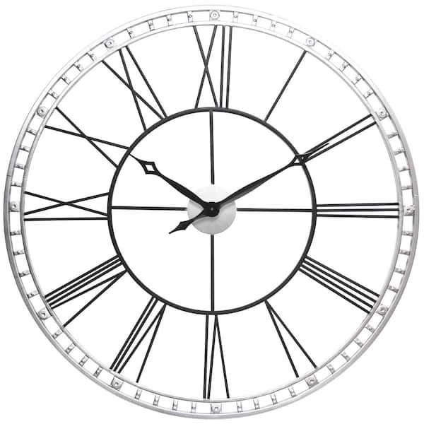 Infinity Instruments Silver and Black Tower XXL Wall Clock