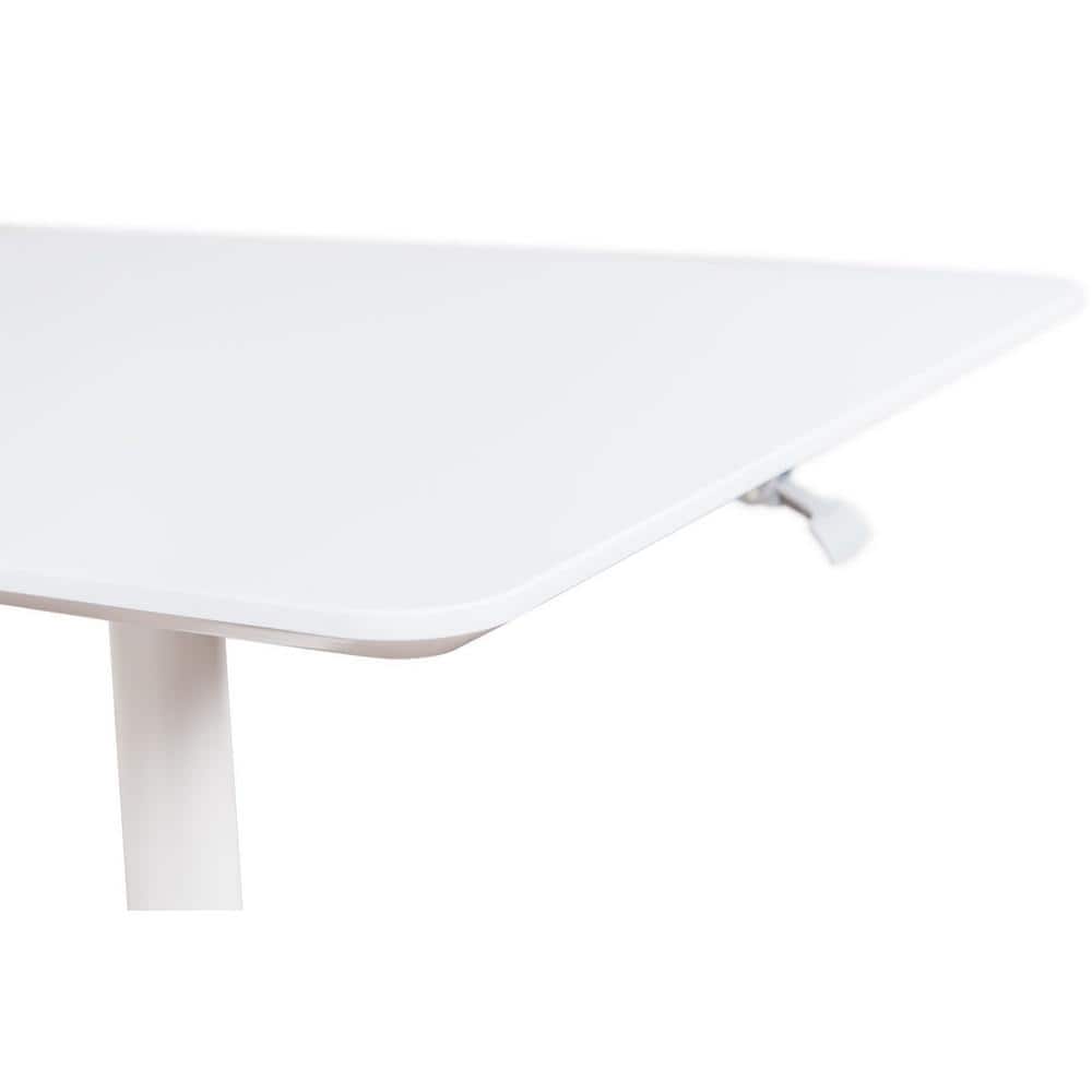 36" White Adjustable Height Square Cafe Table with Steel Base