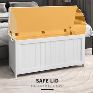 39.4 in. W x 15.7 in. D x 18.9 in. H Outdoor Storage Cabinet, Wooden Box with Safety Hinges, White