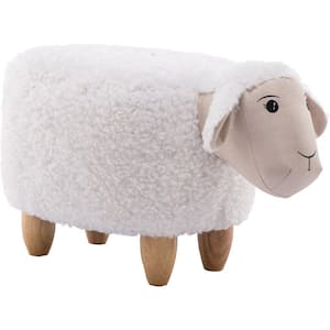 White Sheep Plush Animal Shape Ottoman