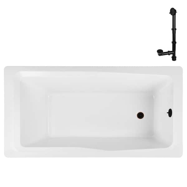 Streamline N-4420-760-ORB 66 in. x 34 in. Rectangular Acrylic Soaking Drop-In Bathtub, with Reversible Drain in Oil Rubbed Bronze