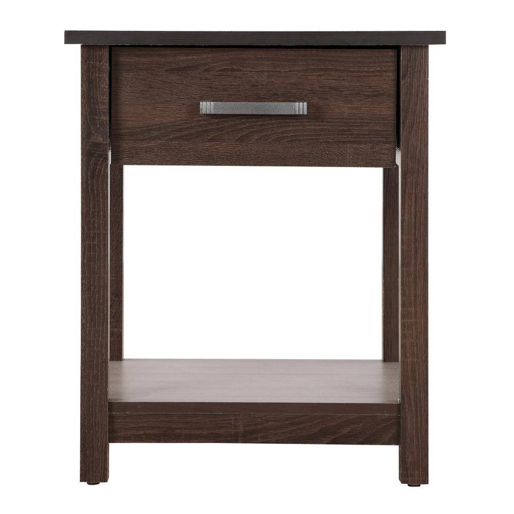 Salem Dark Brown 1-Drawer Nightstand with Open Shelf