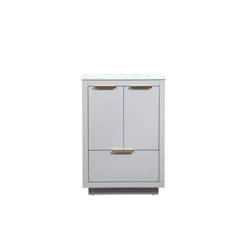 Timeless Home 24 in. W Single Bath Vanity in Grey with Engineered Stone Van