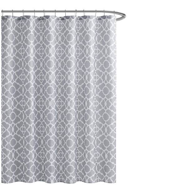 Elsa Gray Geometric Shower Curtain, Grey And White Geometric Shower Curtain