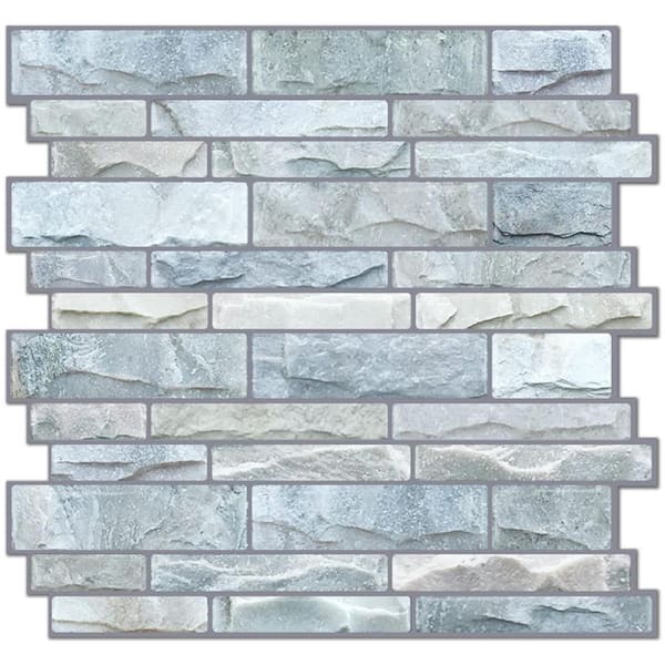 Cultured Stone Look 12 in. x 12 in. Vinyl Peel and Stick Backsplash 10-Pack