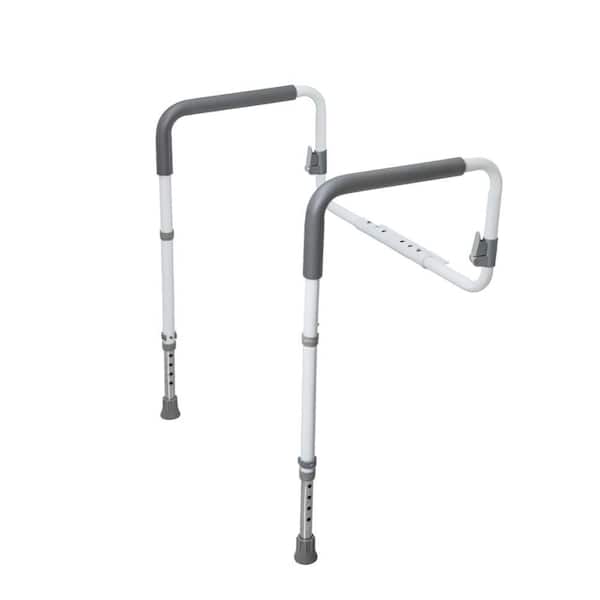 21.3 in. Adjustable Toilet Safety Rail for Seniors, Toilet Safety Frame with Handles, Toilet Support Rail in White