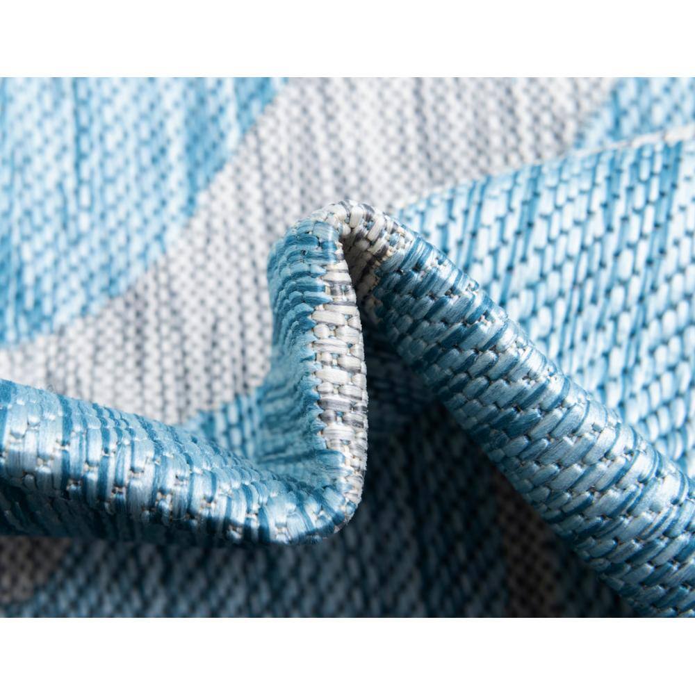 Aqua Blue 9' x 12' Abstract Synthetic Outdoor Rug