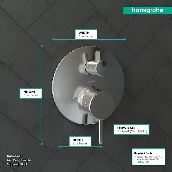 Hansgrohe S Thermostatic 2-Handle Shower Valve Trim Kit with Volume Control  and Diverter in Chrome (Valve Not Included) 04231000 - The Home Depot