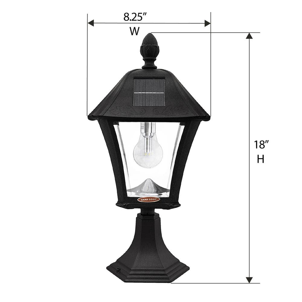 Baytown Black Cast Aluminum Solar Lamp Post with Dusk-to-Dawn Sensor