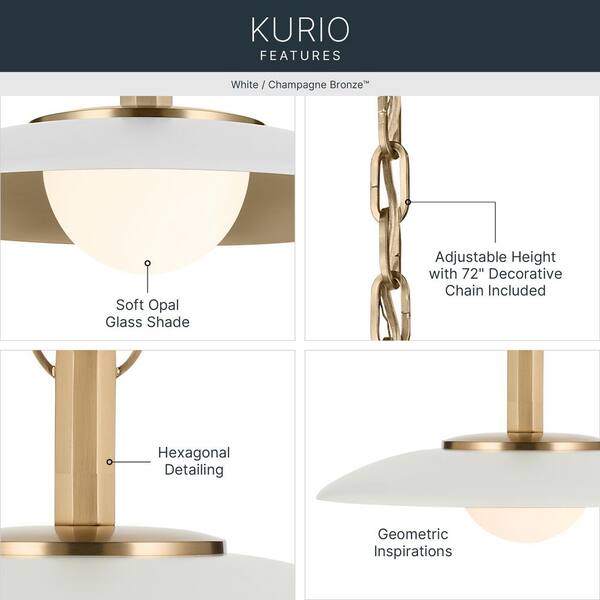 KICHLER Kurio 16 in. 1-Light Pendant With Etched Opal Glass in