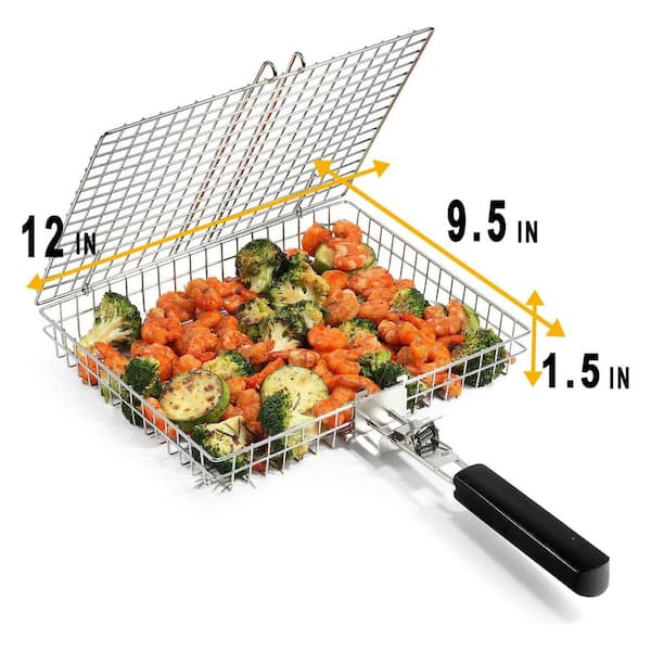 JFVKAF 4-Pieces Stainless Steel Grill Basket Set w/ Removable