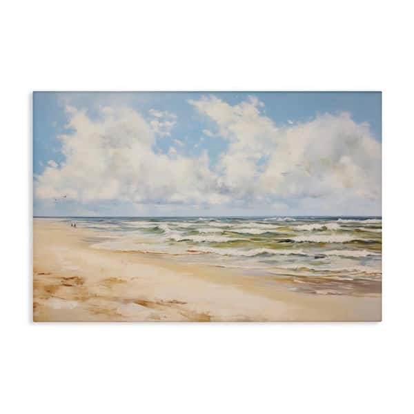 Cloudy Summer Beach by LSR Design Studio Unframed Coastal Graphic Art Print 24 in. x 36 in.