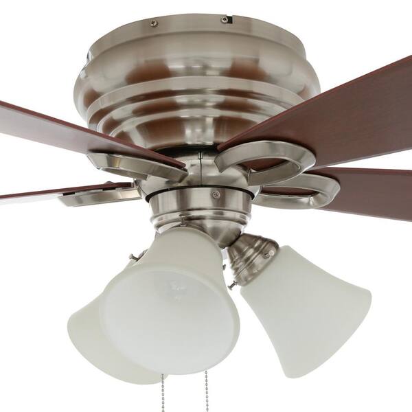 Hampton Bay Maris 44 in Indoor Brushed Nickel Ceiling Fan W/ Light Kit 874228 