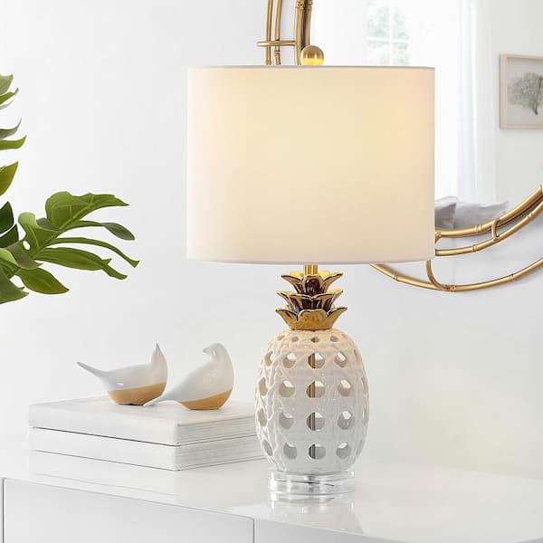 SAFAVIEH Sonny 24 in. White Table Lamp with White Shade