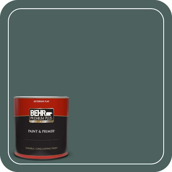 BEHR PREMIUM PLUS 1 qt. #BIC-54 Vert Pierre Flat Exterior Paint & Primer
