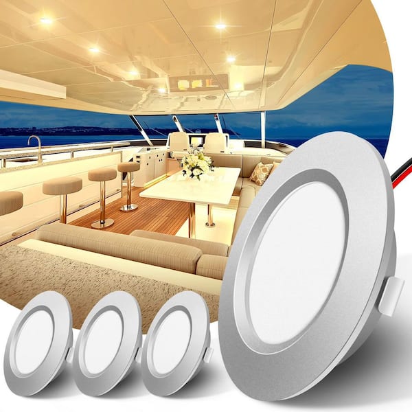 12V RV LED Recessed Ceiling Lights, 5W Dimmable Soft White 3000K, IP44 Waterproof Downlights for Camper Van, (4 Pack)