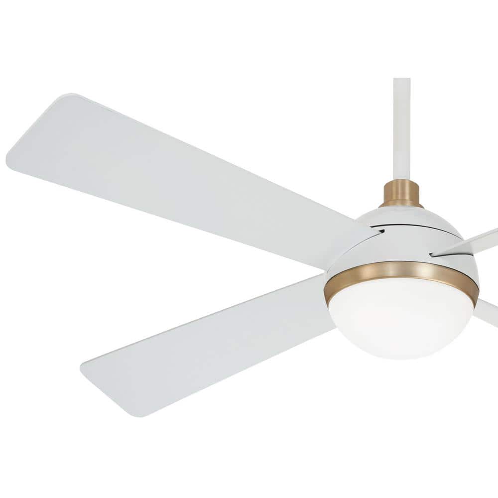 Flat White and Soft Brass 54" Ceiling Fan with LED Light and Remote