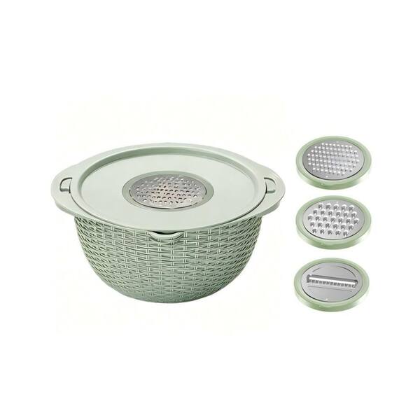 4-in-1 Multifunctional Colander, 360° Rotating, Space-Saving Stainless Steel with Upgraded Graters for Fruits, Green