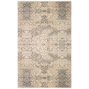 Corbin Beige 4 ft. x 6 ft. Traditional Damask Polypropylene Area Rug