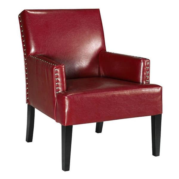 Home Decorators Collection Cooper Red Recycled Leather Arm Chair