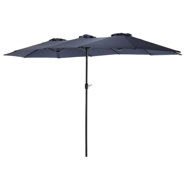 Nivencai 14.8 ft. Double Sided Market Patio Umbrella in Navy Blue with Crank, Base Not Included