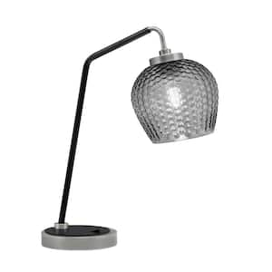 Delgado 16.5 in. Graphite and Matte Black Piano Desk Lamp with Smoke Textured Glass