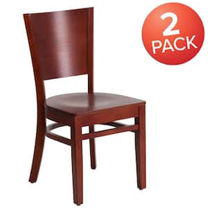 Mahogany Wood Seat/Mahogany Wood Frame Restaurant Chairs (Set of 2)